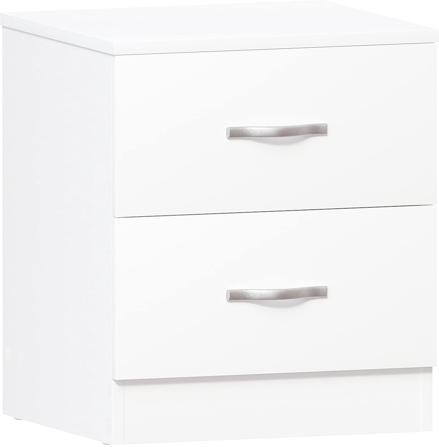 Witte Nachttafel met 2 Lades en Metalen Handgrepen