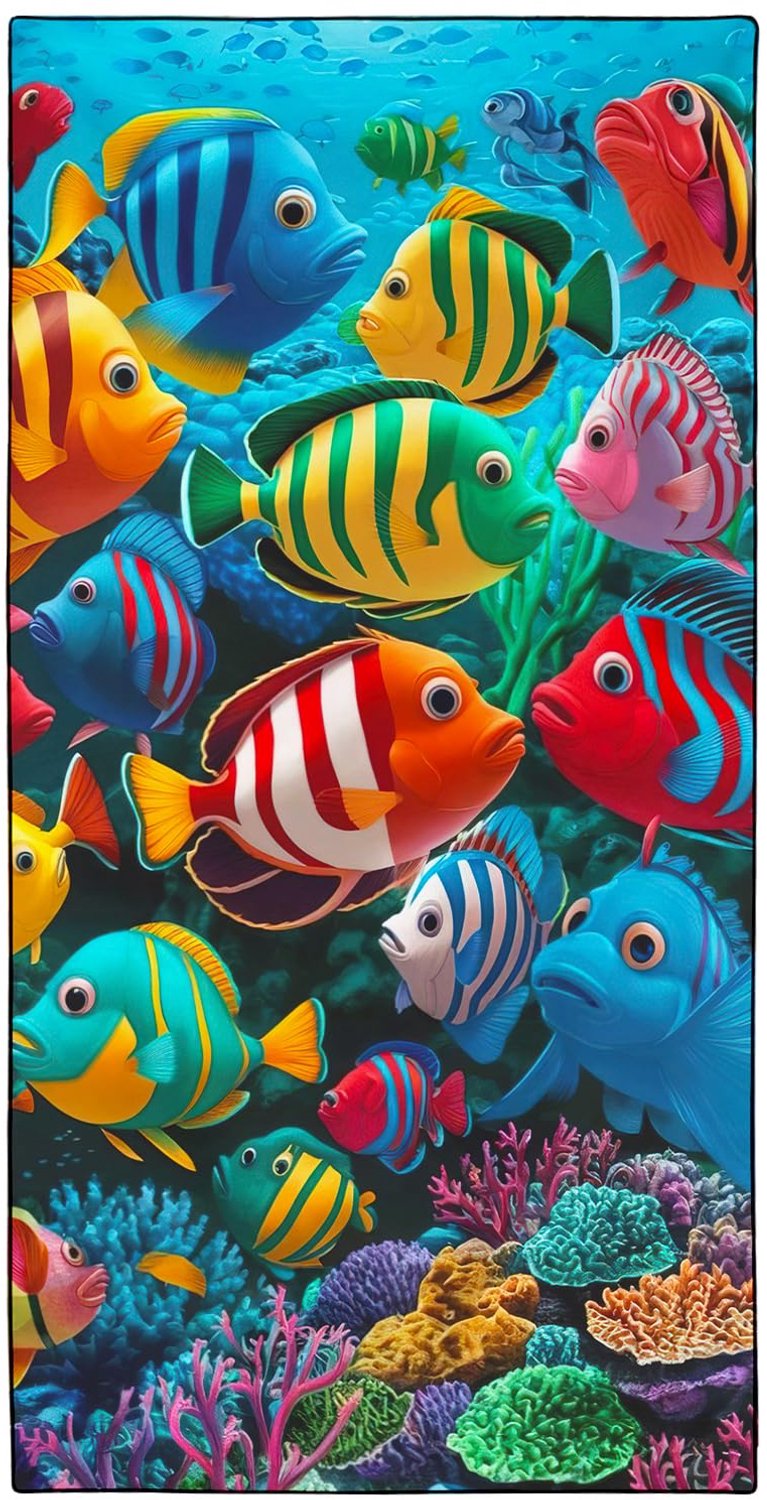 Grote Microvezel Strandhanddoek met Tropisch Motief 90 x 180 cm