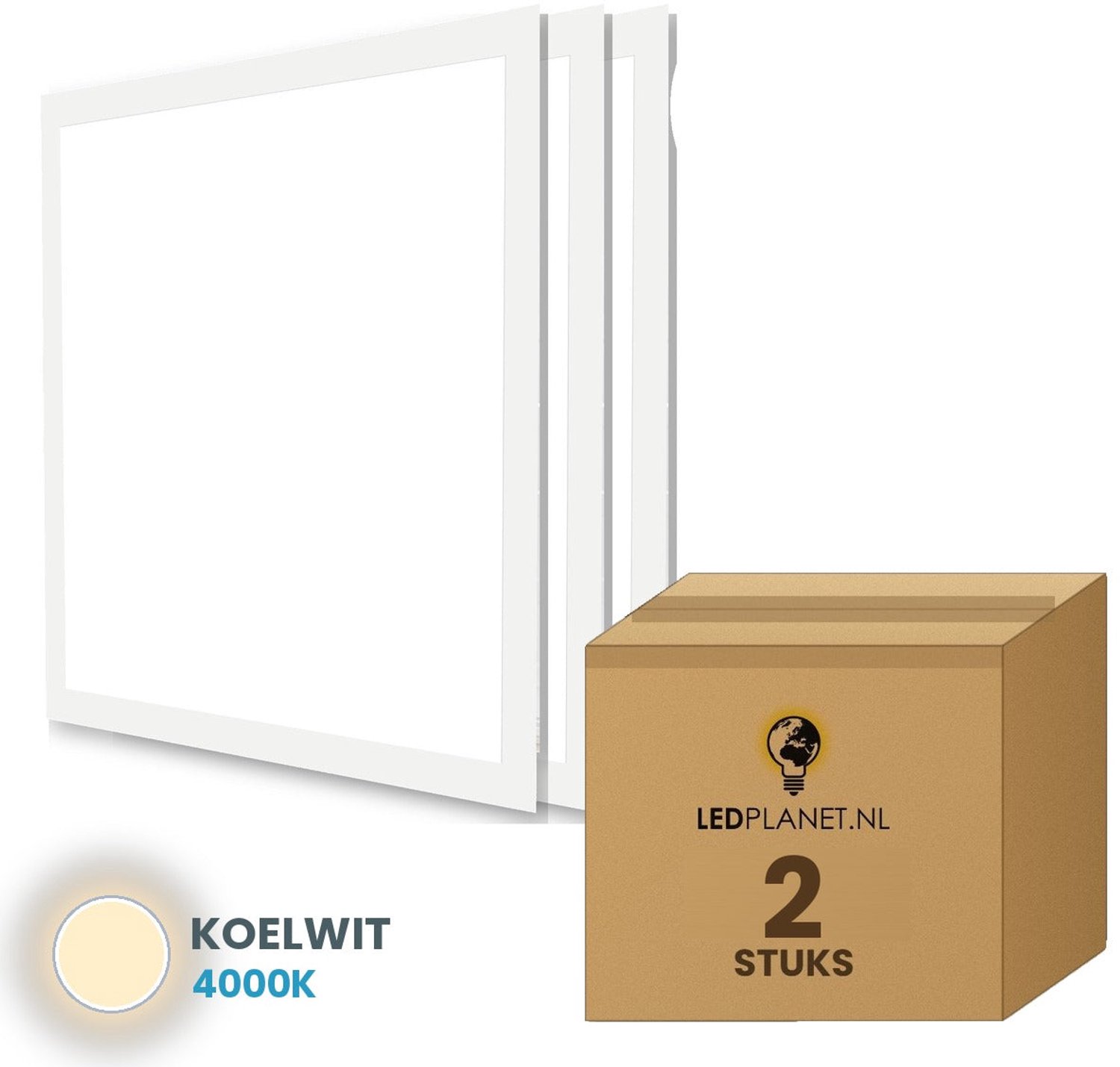 Tsong LED Paneel 60x60 backlit 120lm/W 2 stuks - Koelwit 4000K - 4.320lm - 36W - CRI80 - 230V