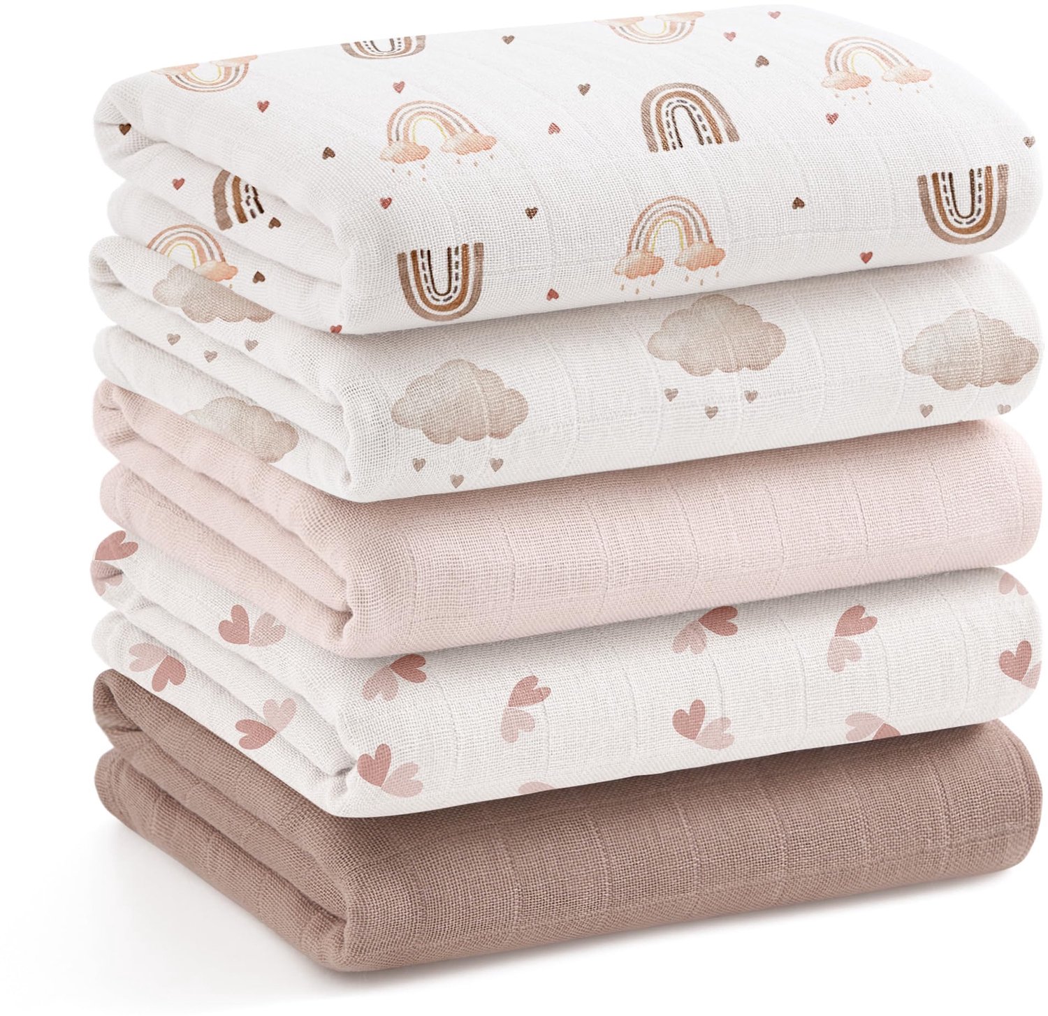 Set van 5 Zachte Bamboe Babydoekjes 60 x 60 cm