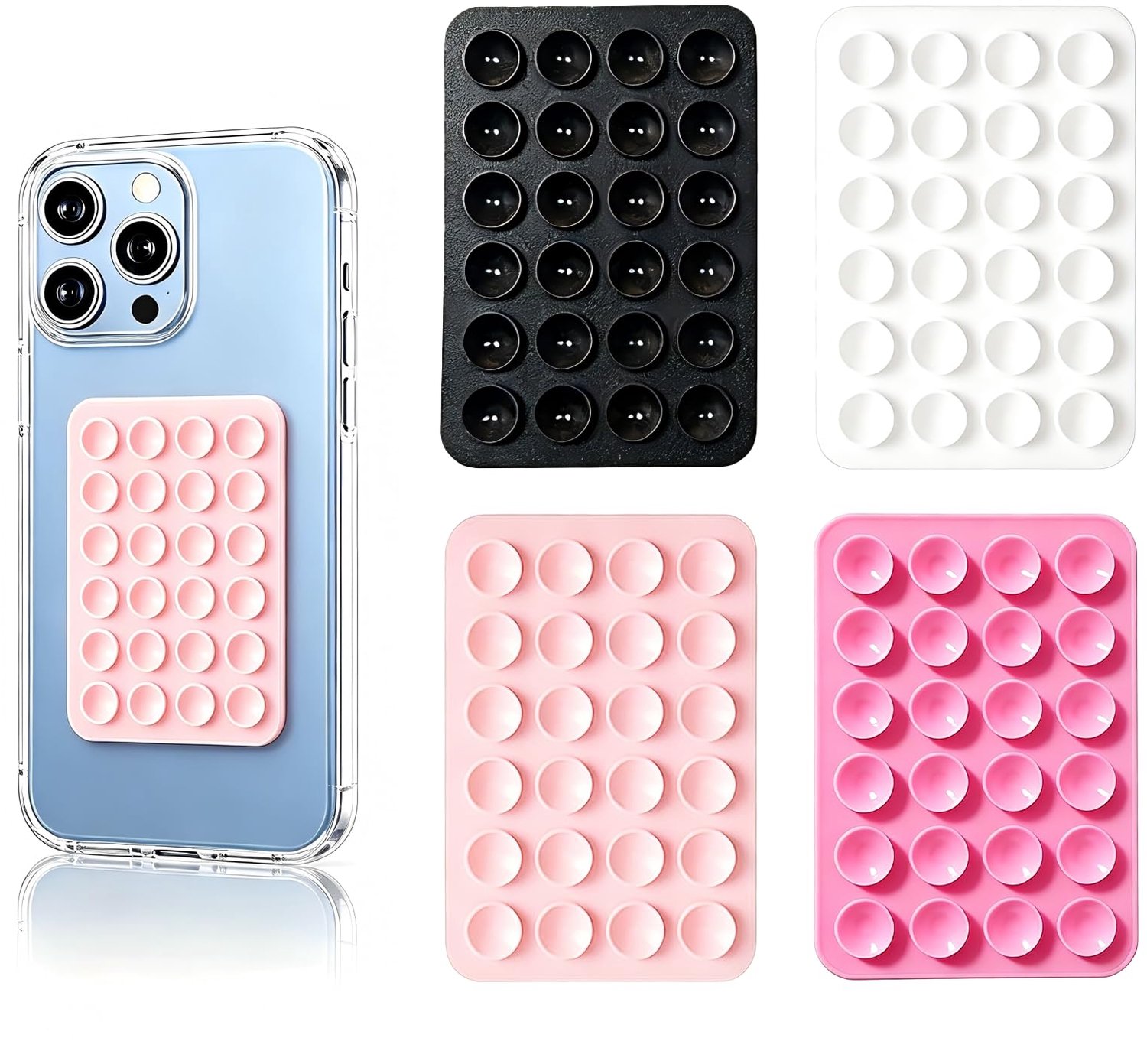 Set van 4 Silicone Telefoon Suction Cups voor Handenvrij Gebruik