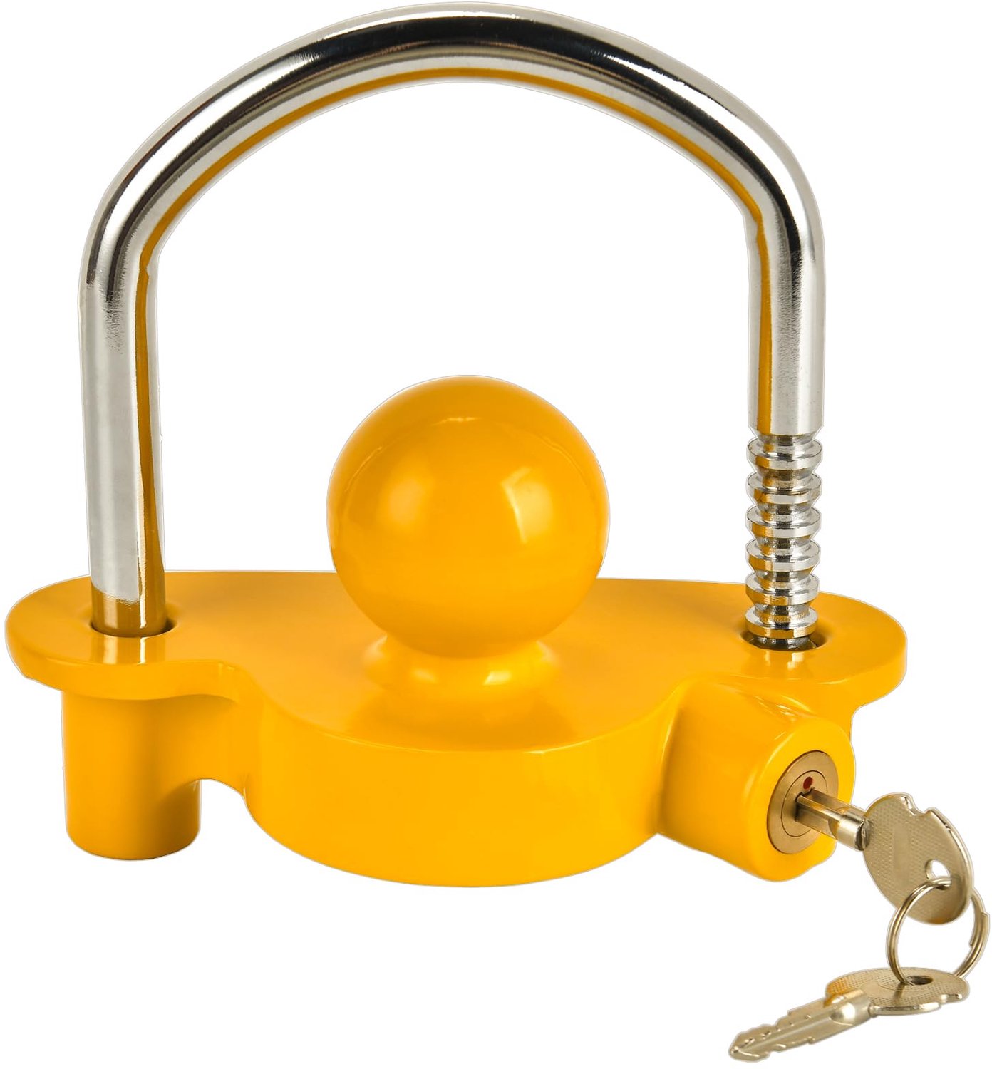 Trailer Lock met 2 Sleutels - Anti-Diefstal U-Vormige Koppeling - Geel