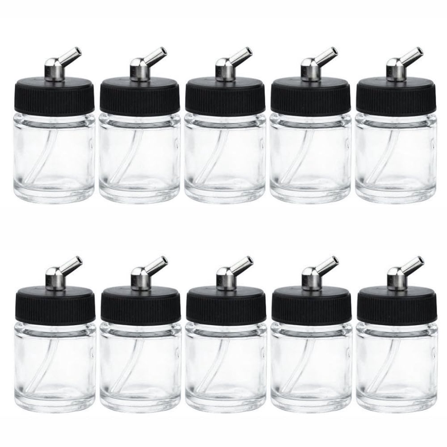 Set van 10 Glas Airbrush Flessen met Adapter en Deksel