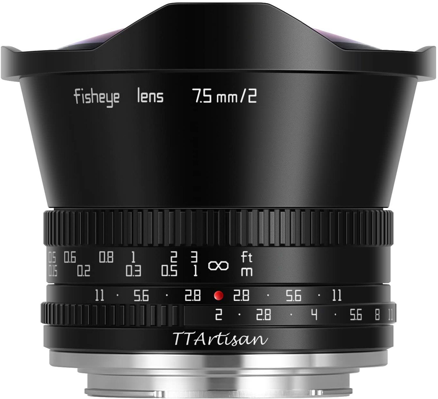 Groothoeklens 7,5 mm F2.0 - Fisheye - Handmatige Lens - APS-C - 180° Diagonaal Zicht - Perfect voor Landschappen