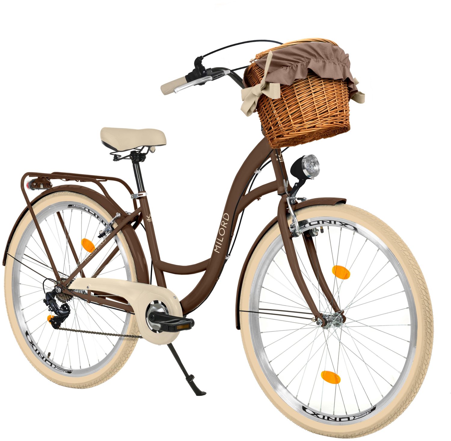 Milord damesfiets stadsfiets 28 inch 7 versnellingen bruin frame