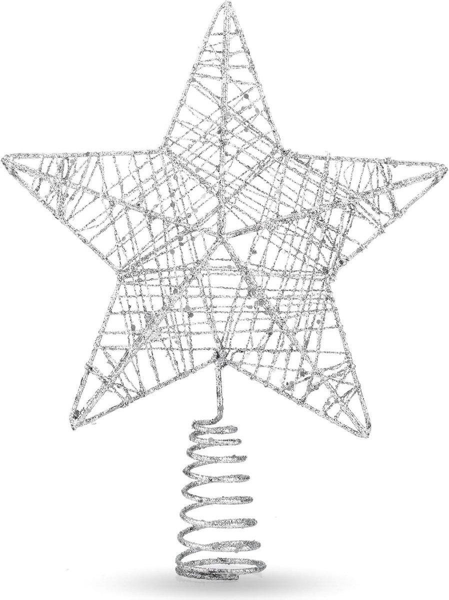 ster - boomtopper & dennenboom opsteekstuk voor dennenboom & kerstboom voor Kerstmis dennenboomtopper (zilver)