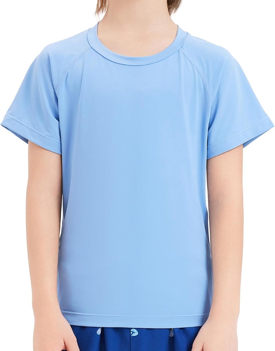 UV-shirt voor kinderen, UPF 50+, zonwerend shirt voor jongens en meisjes, ademend zwemshirt, sneldrogend badshirt, korte mouwen, Rashguard voor outdoor en strand