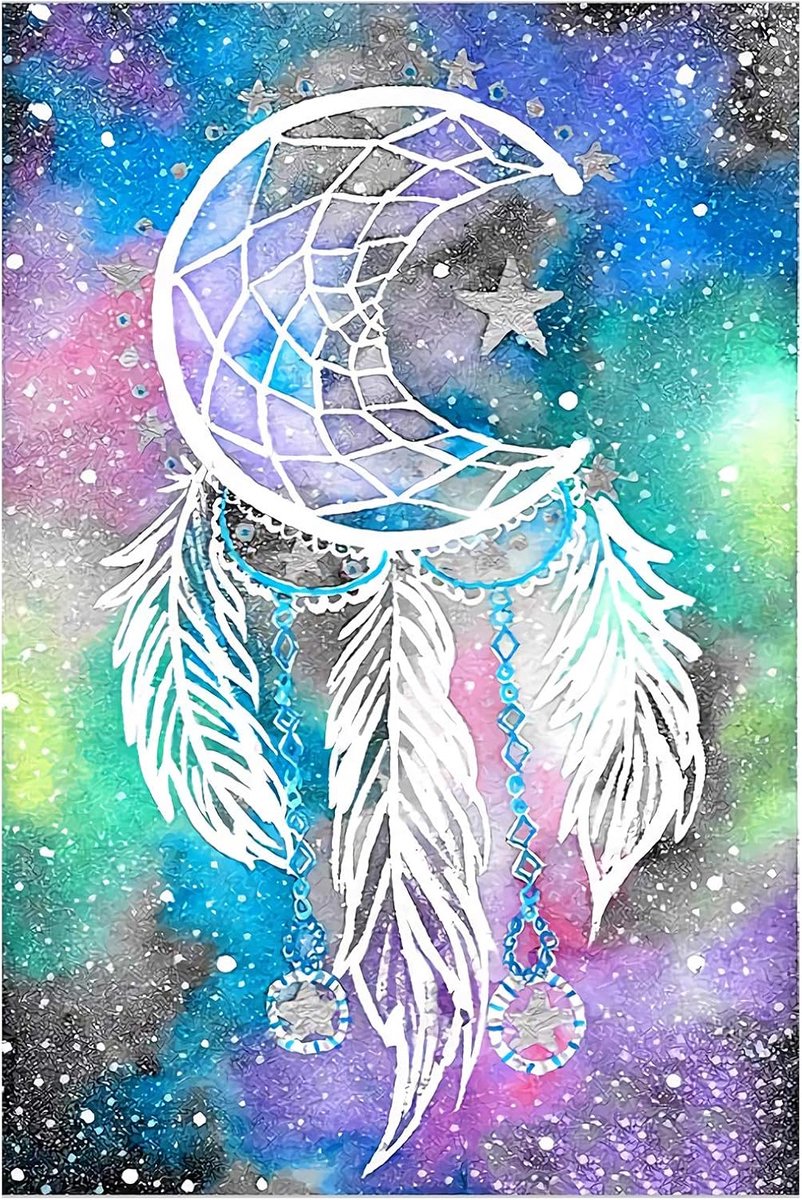 5D Diamond Schilderen op Nummer Kit, VETPW Dreamcatcher Volledige Boor DIY Strass Diamant Schilderen Borduurwerk Foto's Kruis Stitch Kunst Craft voor Thuis Wanddecoratie (30x40CM)