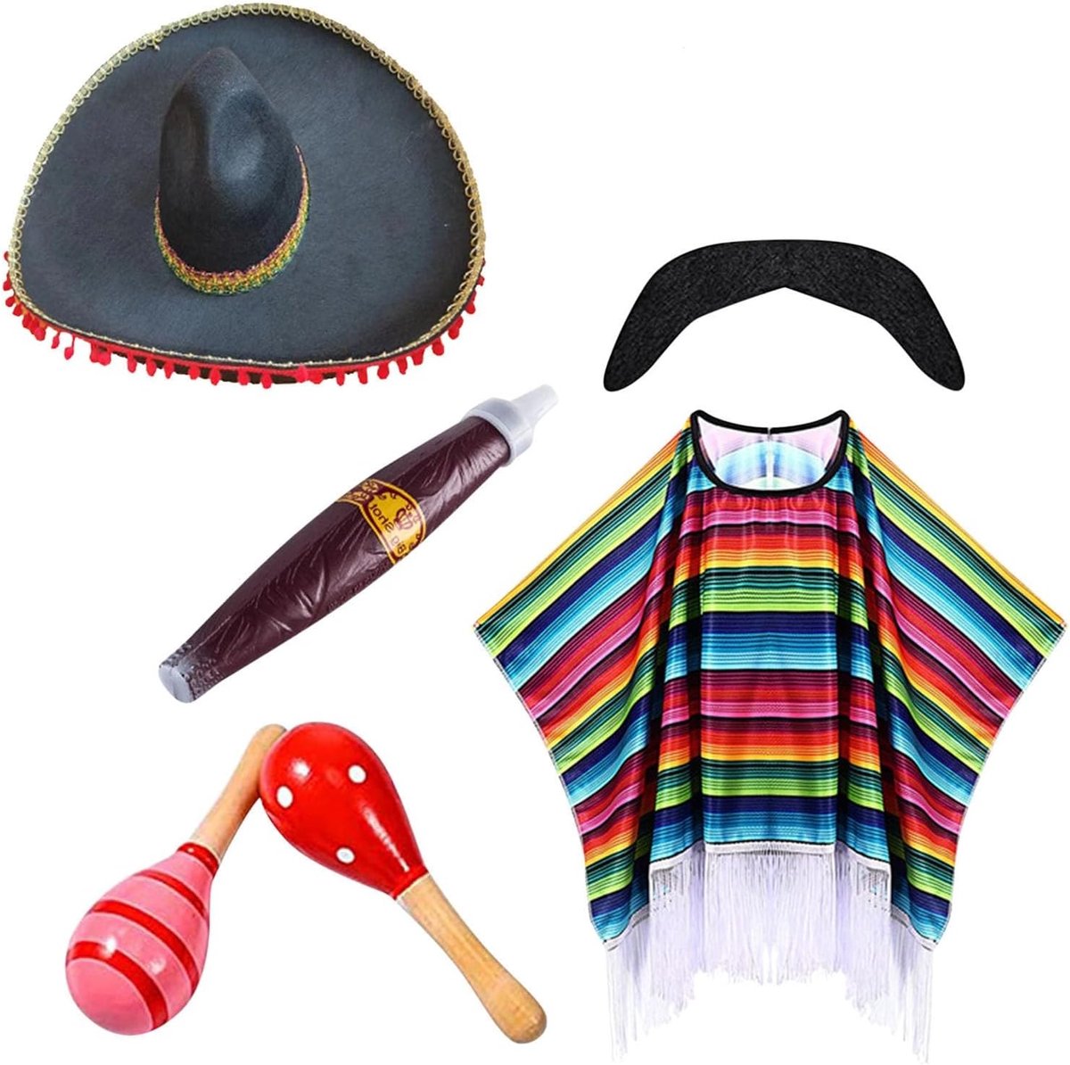 Mexicaans feestkostuum voor volwassenen, capeset, vakantiekostuum voor mannen en vrouwen