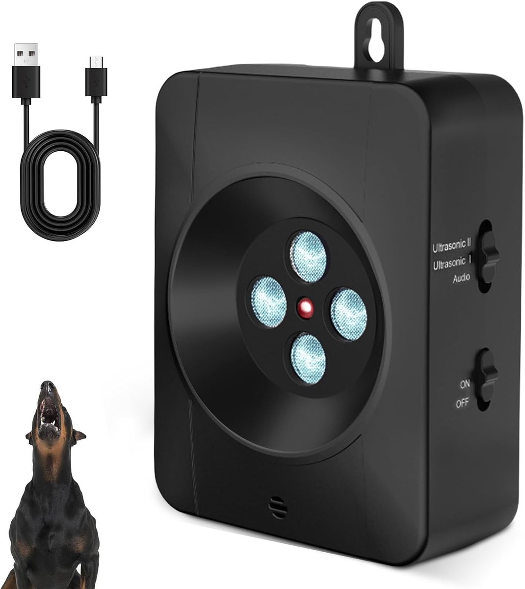 Anti Bell Apparaat voor Honden, 4 Zenders Oplaadbaar Antiblaf voor Honden, Antiblaf voor Kleine, Middelgrote en Grote Honden, 10 Meter Automatisch Antiblaf Ultrasoon Apparaat Veilig Hondenbellen