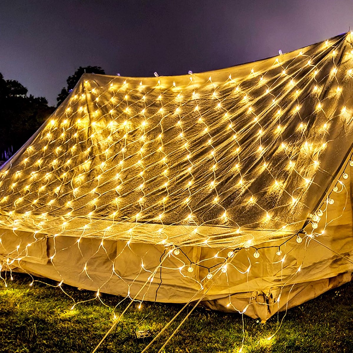 Led-lichtnet, 3 x 2 m, gordijn, verlichting, decoratie, Kerstmis, netverlichting, Halloween, bruiloft, feest of sfeerverlichting, 250 leds, warm wit