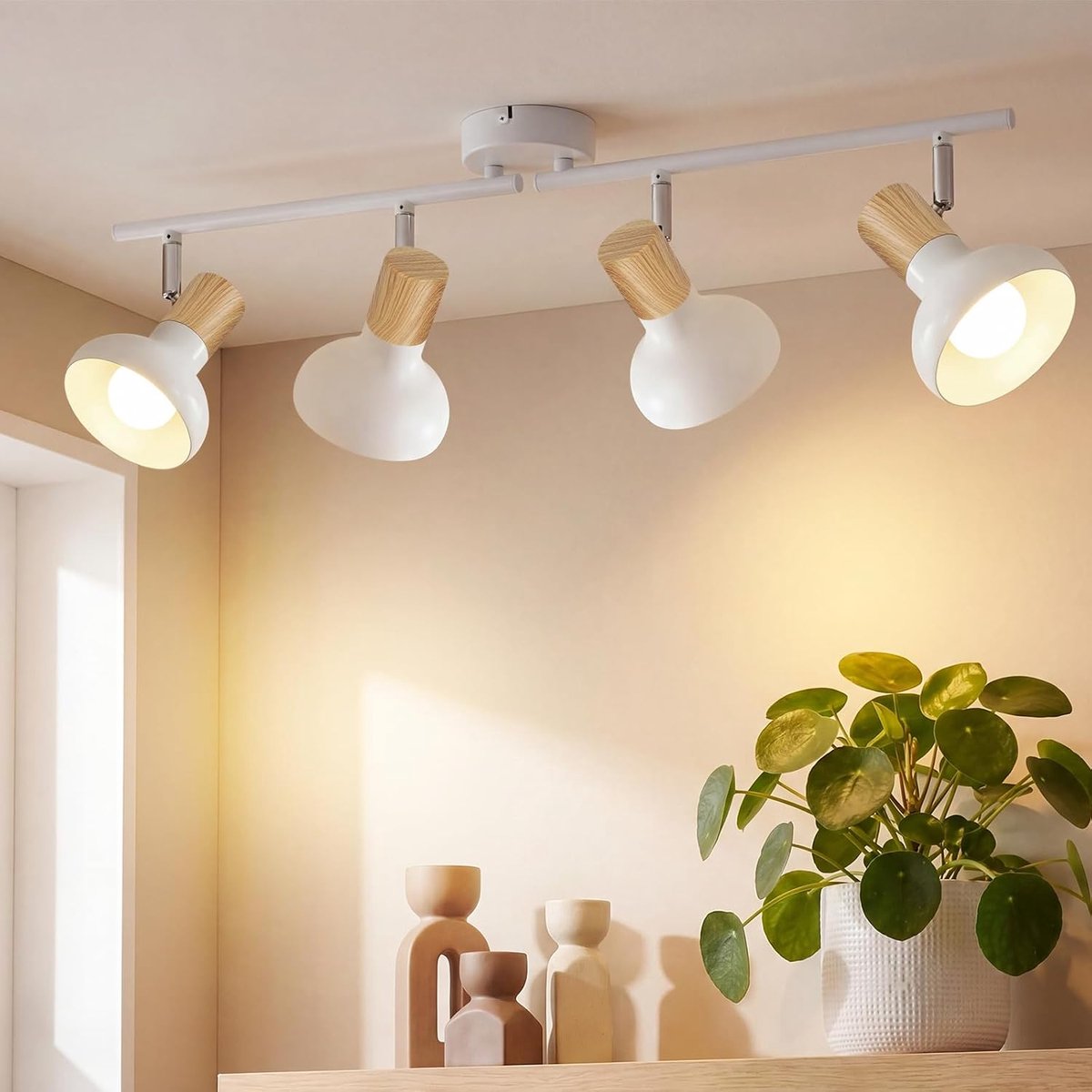 vintage plafondverlichting met 4 lampen - Witte lamp voor