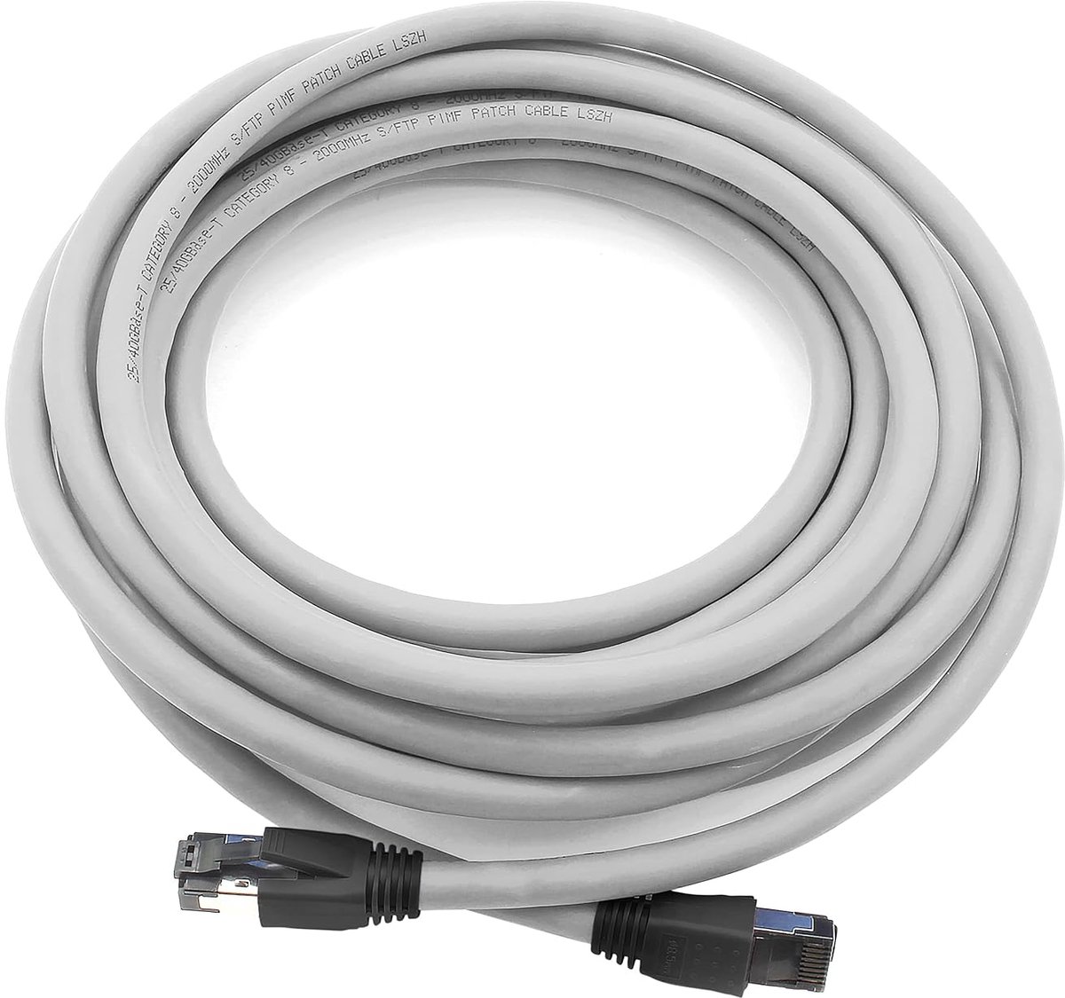 0,5 m Cat8 Gigabit Ethernetkabel, netwerkkabel 40Gb/s FTP LSZH Cat 8 datakabel RJ45 grijs - 10 stuks 0,5 m