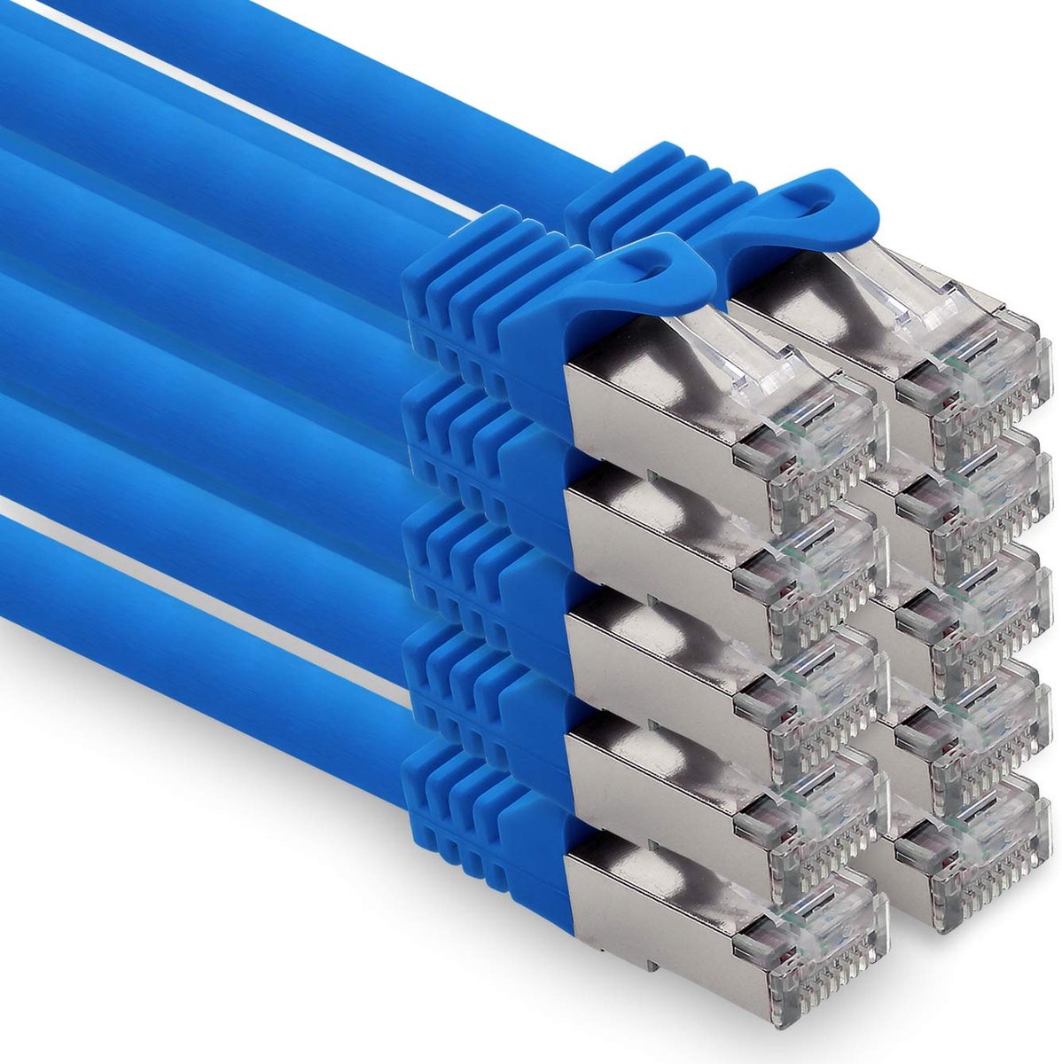 0,5 m - blauw - 10 stuks CAT.7 computer ethernetkabel netwerkkabel (kale kabel) patchkabel S-FTP LSZH PIMF 10 GB s RJ45-connector Cat6a
