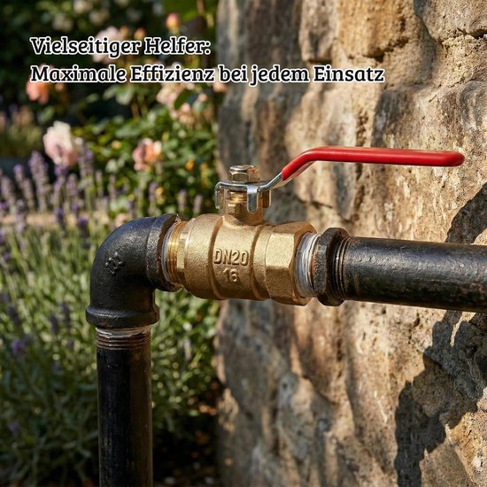 Kogelkraan 3/4 inch messing met lange hendelgreep, afsluitventiel DN20 PN16 (1,6 MPa), waterafsluitkraan voor tuin, huis en industrie — afbeelding 3