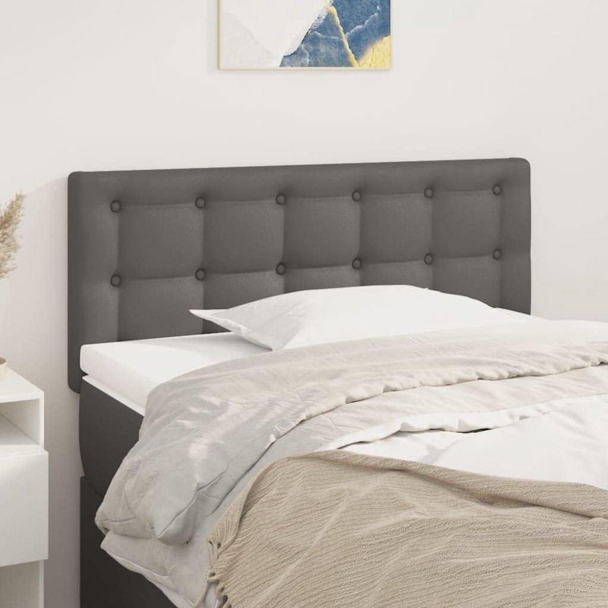 Hoofdeinde, grijs, 90 x 5 x 78/88 cm, kunstleer, hoofdeinde voor de slaapkamer, hotel, hoofdeinde, werkkamer, voor slaapkamer, tweede slaapkamer, hotel