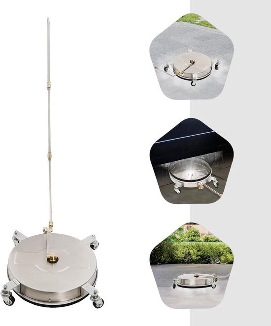 Oppervlaktereiniger voor auto en terras, 4000 psi/4 GPM, slijtvaste roestvrijstalen koperen constructie, met telescoopstang (86 cm) en 4 wielen — afbeelding 5