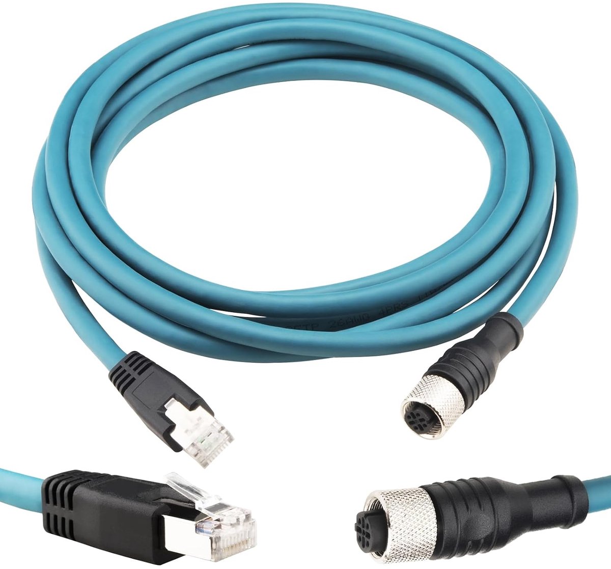 4-polige D-code bus naar RJ45 Cat 6 ethernetkabel 26AWG afgeschermd, zeer flexibel, IP67 waterdicht, netwerkkabel voor industriële automatisatie, 3 m