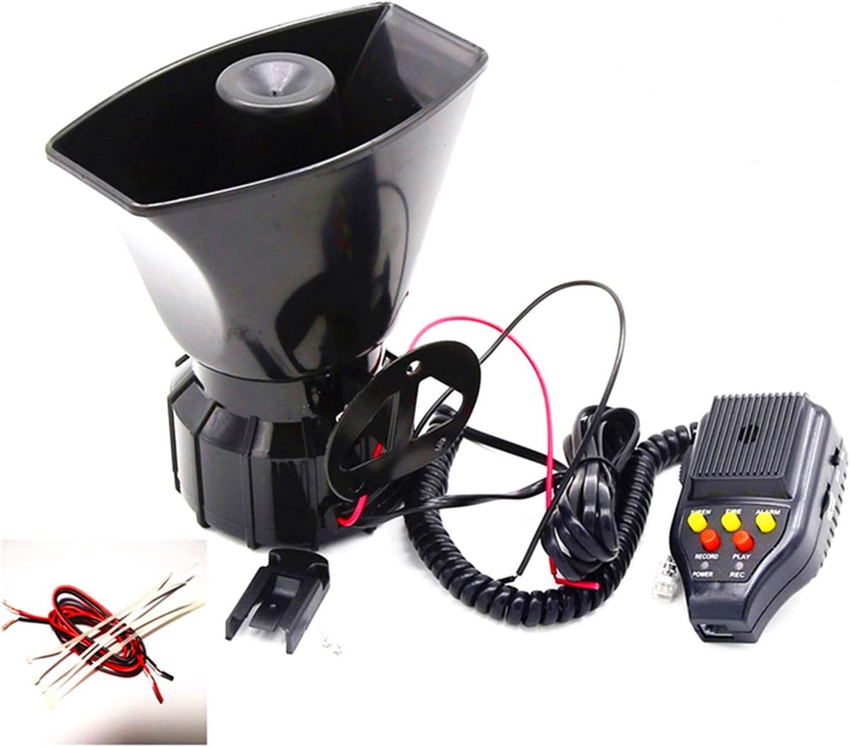 Autohoorn Megafoon met Mic PA-systeem Noodgeluid Versterker Alarm Trompet Opnamefunctie 130DB Sirene Luidspreker Politie Sirene Elektrische Hoorn voor 12V Auto Vrachtwagen Boot