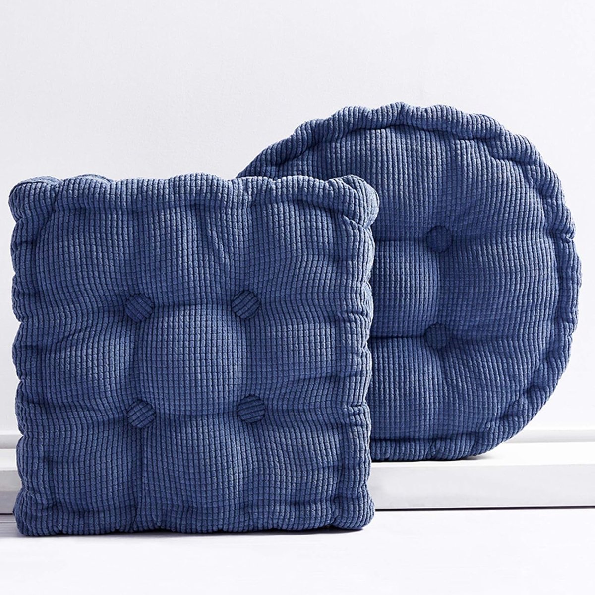 Bureau/Zitkussens/Pluche/Stoel Pad/Corduroy Mat Relax Taille Rugleuning/Zitkussen/Winter Warme Stoel Mat voor Home Office-Blauw. Vierkant-45x45x8cm (18x18x3inch)