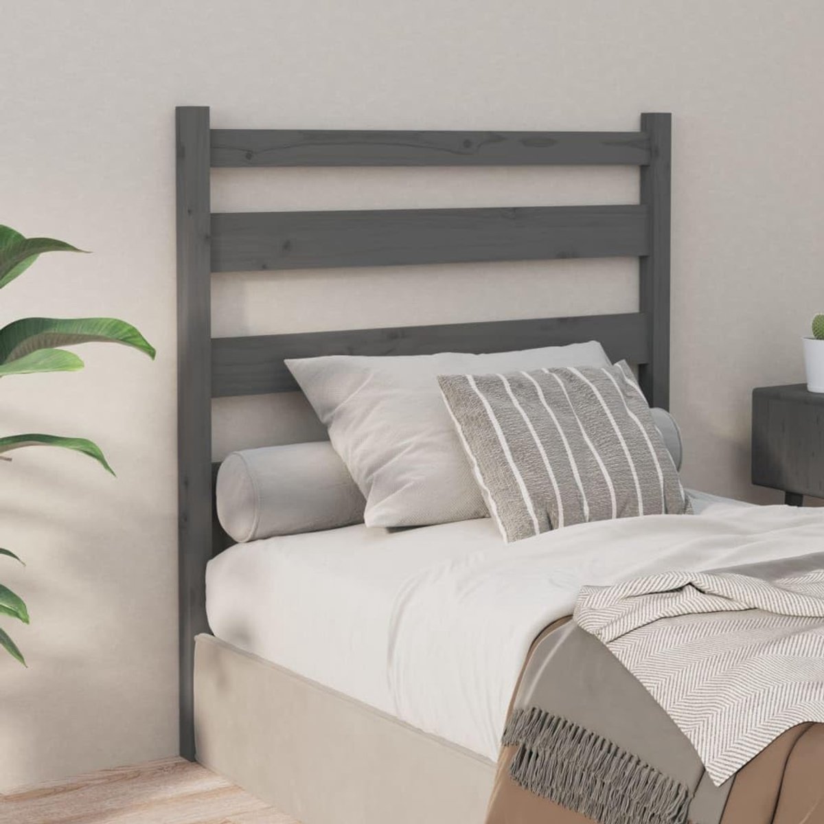 Hoofdeinde grijs 96 x 4 x 100 cm massief hout grenen hoofdeinde voor de slaapkamer hotelhoofdeinde werkkamer voor slaapkamer, tweede slaapkamer, hotel