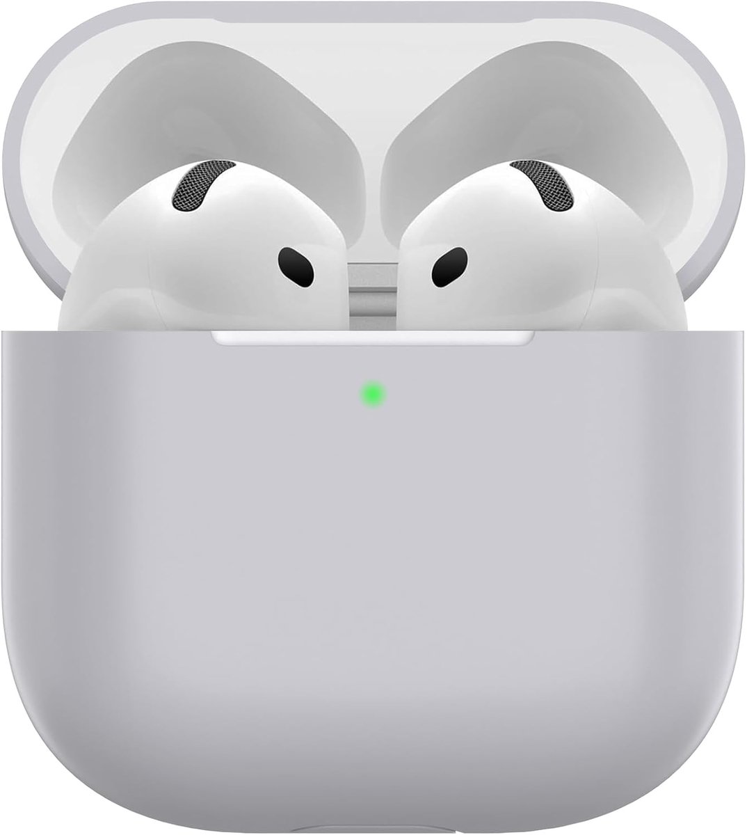 hoes voor Airpods 4, dun beschermend Silicone Case voor AirPods 4th 2024 (USB-C) Skin Front LED zichtbaar siliconen hoesje, Grijs