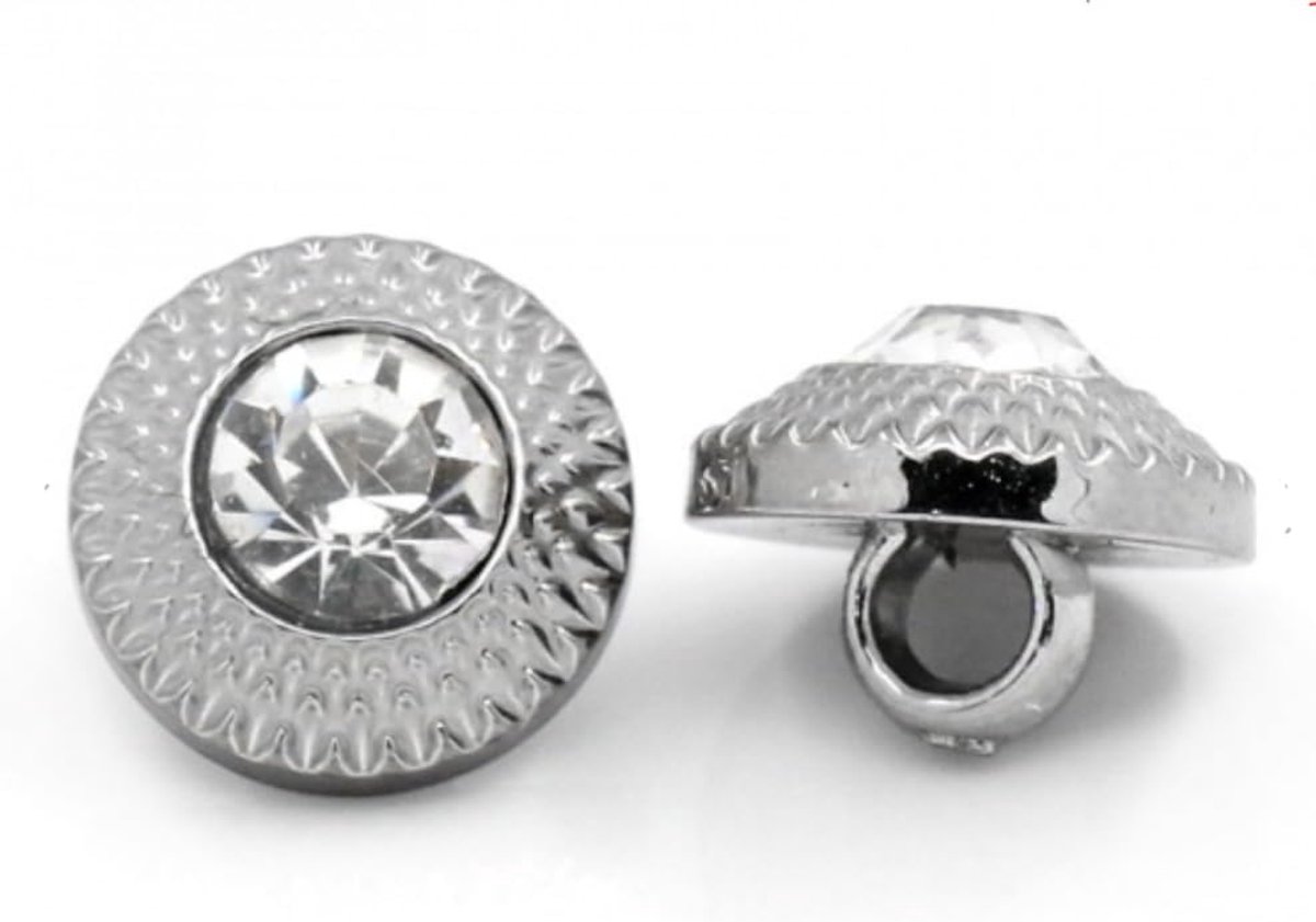 Knopen) 11 mm grijs rond met 1 oogje om op te naaien, voor jassen, overhemden en blouses