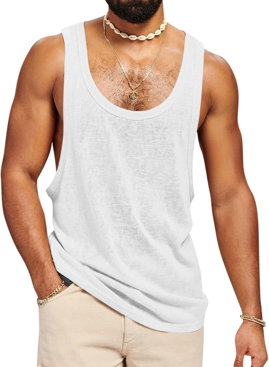 Tanktop heren mouwloos spiershirt fitness gym training sport onderhemd mannen katoen bodybuilding los T-shirt