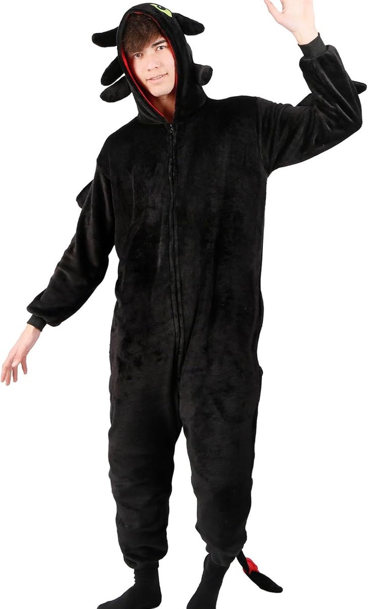 Dinosauruspak voor volwassenen, onesie, pyjama, jumpsuit met dierenprint, dinosaurus pluchen slaappak, jumpsuit voor dames en heren, cosplay, verkleedpartij, carnaval, Halloween.