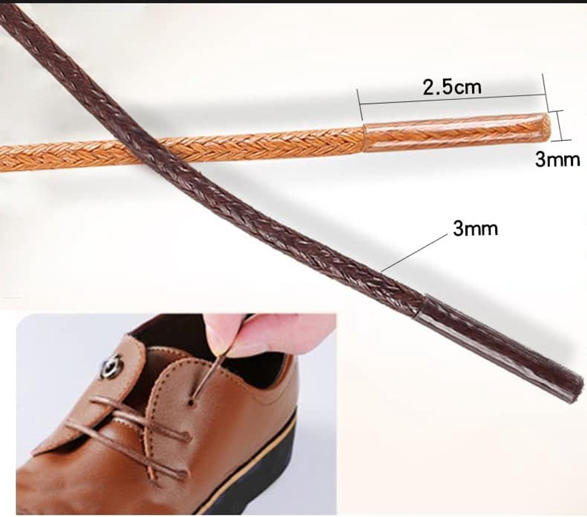 Schoenveters, 3 mm dunne veters, laarzen voor dames en heren, voor wandelschoenen, werkschoenen, trekkingschoenen, outdoorschoenen, Kaki, 80
