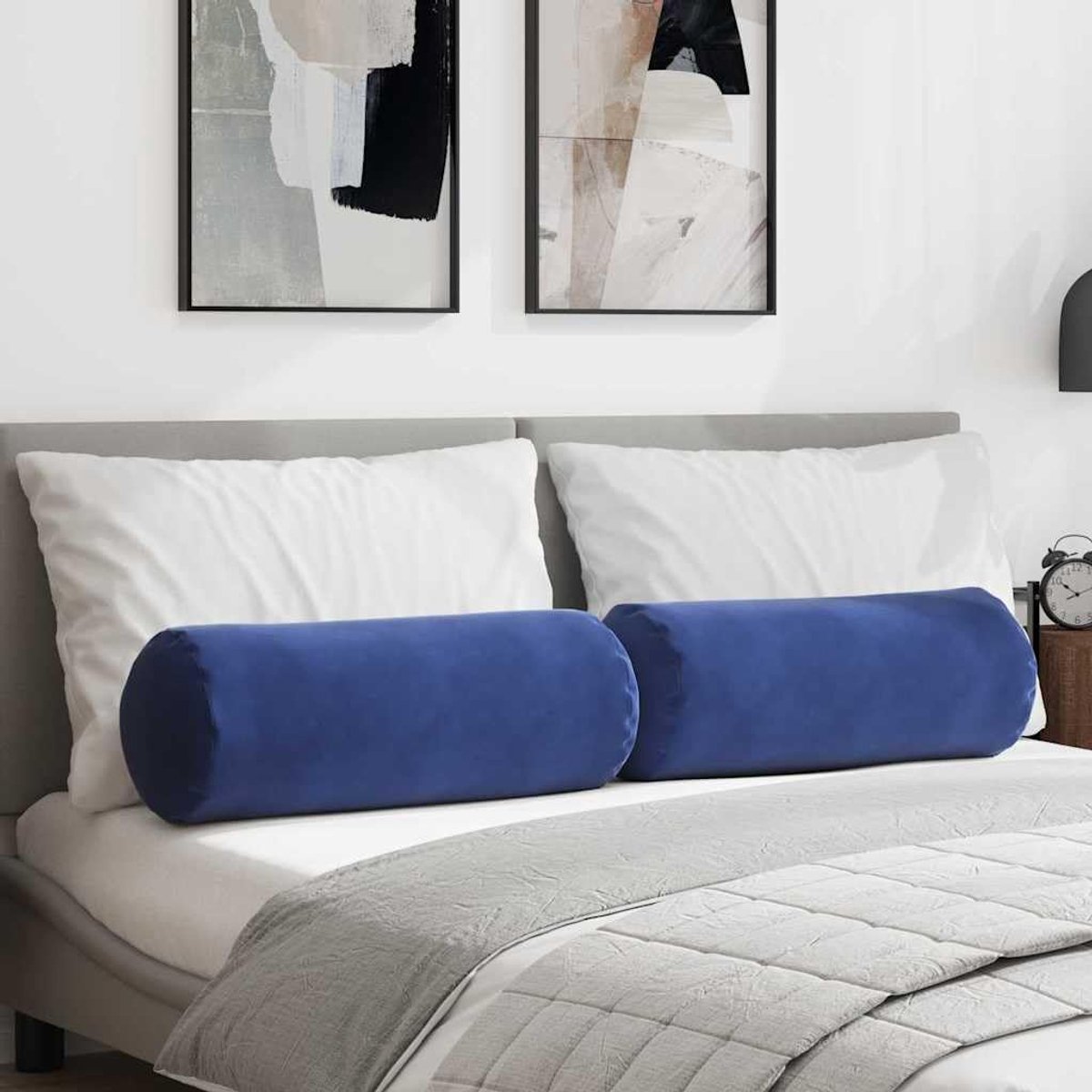 2 stuks, politieblauw, diameter 25 x 70 cm, corduroy met ritssluiting en polyestervulling voor woonkamer en slaapkamer, blauw bankkussen voor ontspanning