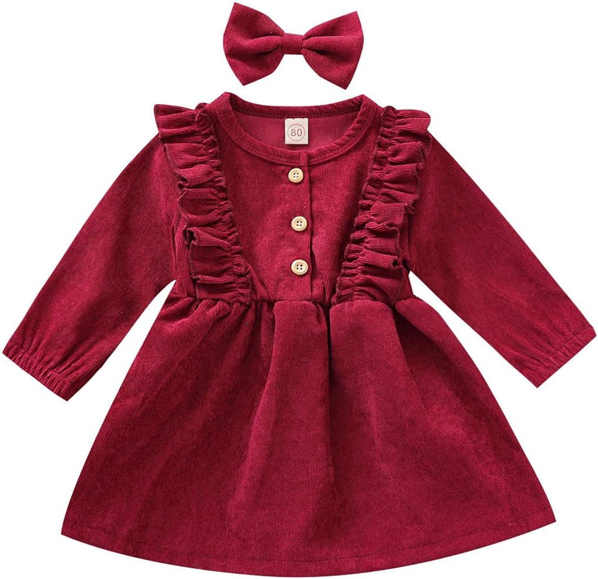 meisjes lange mouwen ruches corduroy jurk herfst winter jurken