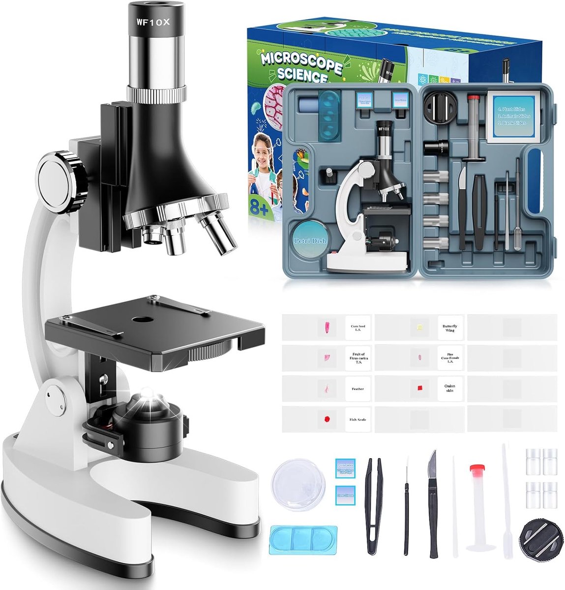 100X-1200X Kids Microscoop Kit voor Kinderen: Kid Microscoop voor Tieners