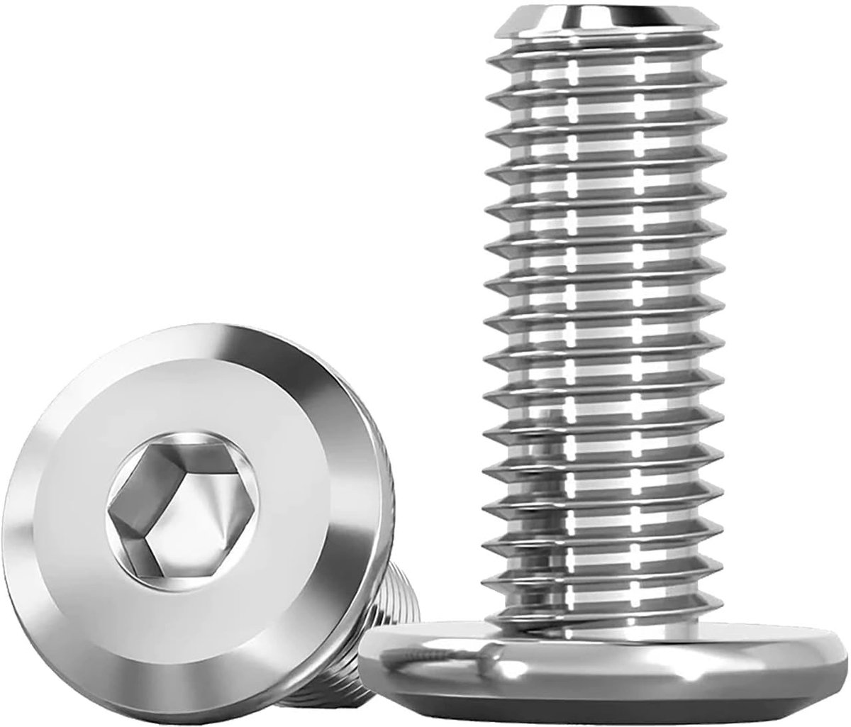 M5 x 16 mm, platte kopschroeven, roestvrij staal, A2 V2A schroeven met halfronde kop, roestvrijstalen schroeven, volledige schroefdraad