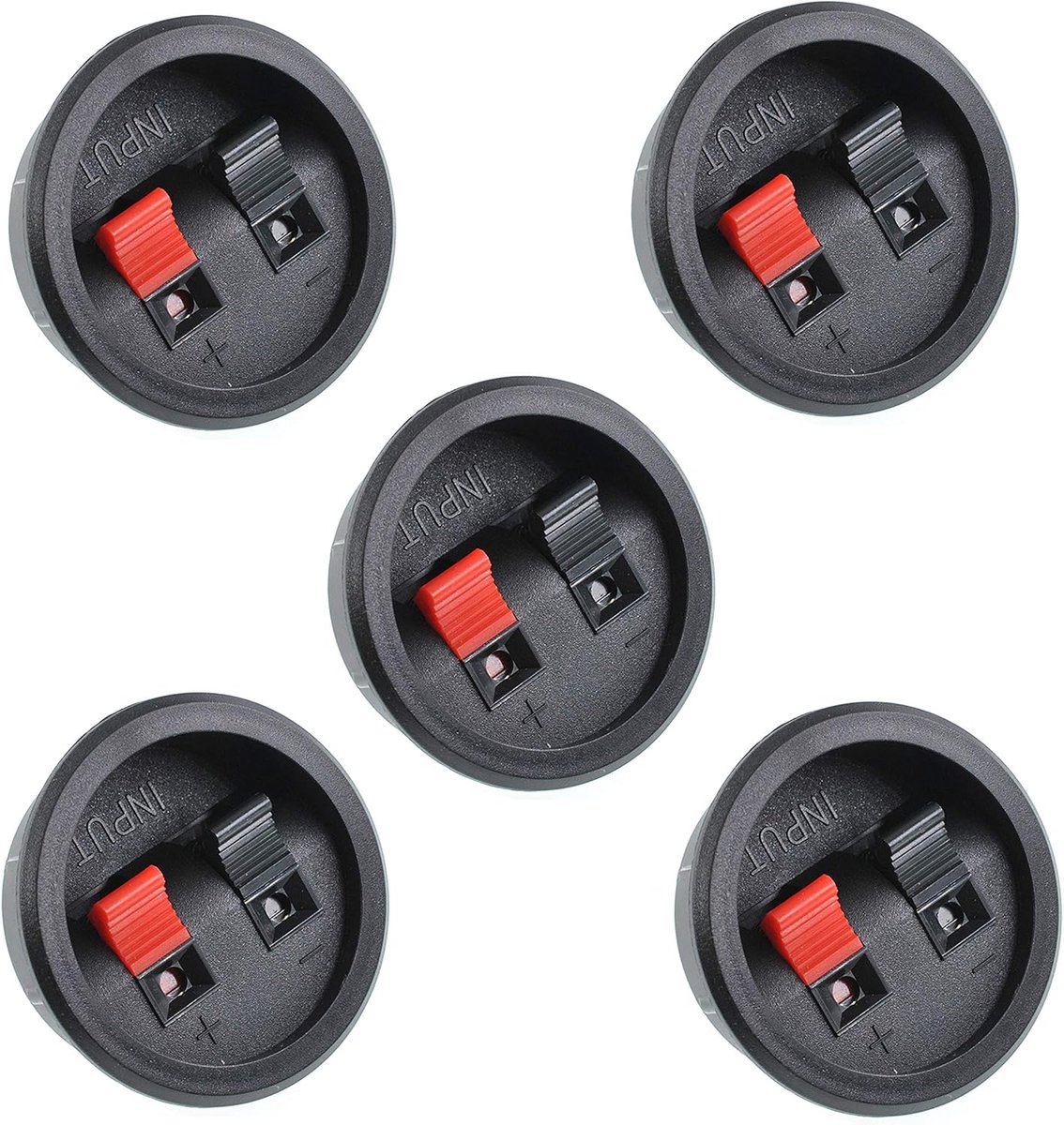 5 Stuks Geluidspeaker Doos Terminal Cups 2 Ronde Power Speaker Terminalplaten Zwart