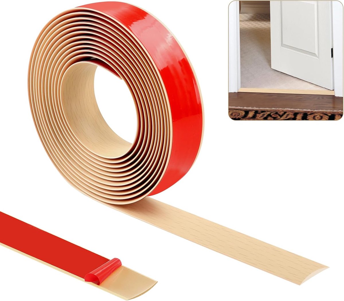 Drempelstrip, tapijt deur trim strippen, vloerovergangsstrips, zelfklevende vloerdeurscheidingsstrip, plat laminaatprofiel vloerrand sierstrip (esdoornhoutkorrel)