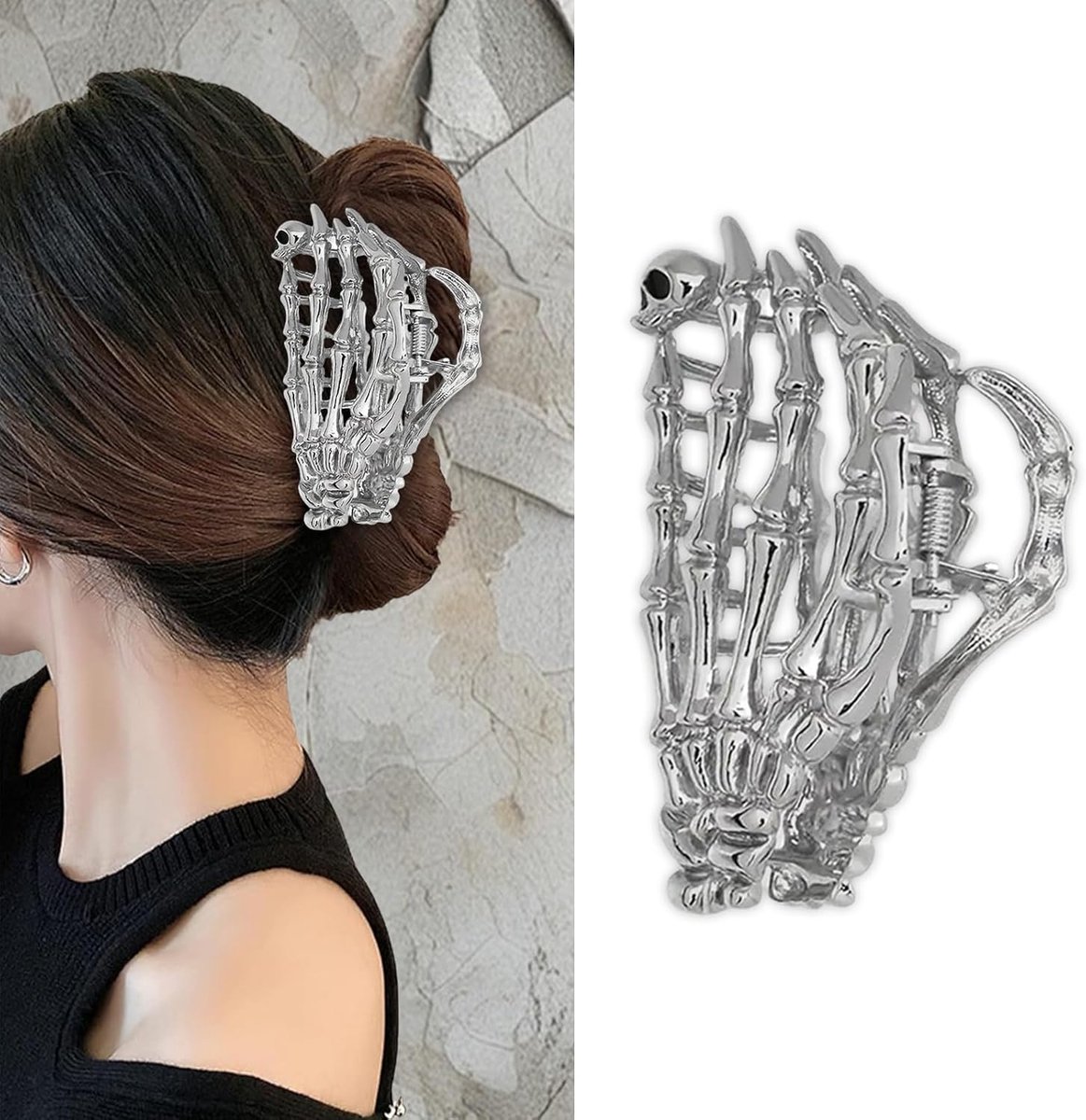 Haarspelden Halloween, zilveren doodshoofd, haarklemmen, metalen haarspelden, Halloween, antislip, haarspelden voor feestjes, verjaardagen, geesten cosplay