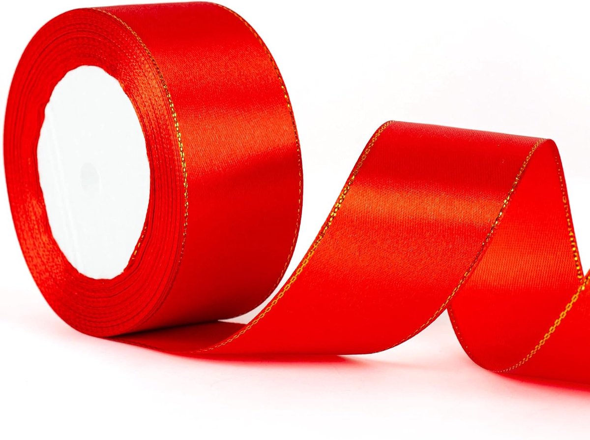 40 mm breed rood lint, dik kerstlint voor het inpakken van cadeaus, gebruikt voor kersttaarten, haaraccessoires, boeketten, knutselwerkjes en decoraties voor trouwauto's.