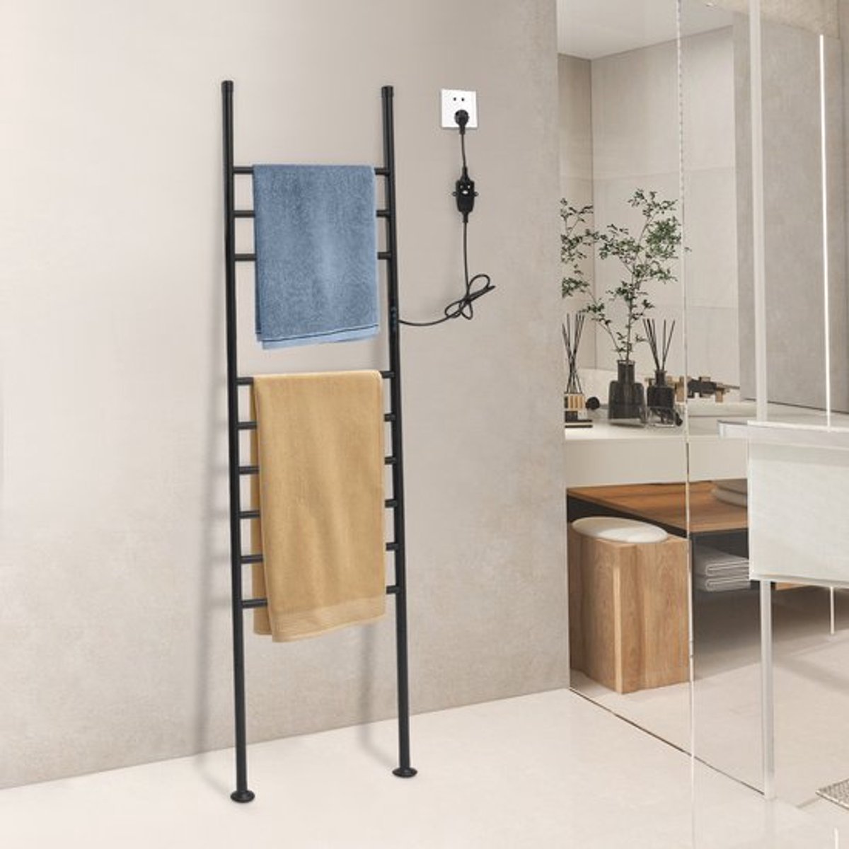 Elektrische Handdoekverwarmer 150 W - Roestvrij Staal - Waterdicht IPX4 - Snelle Verwarming - 9-Bar Design - Elektrische Deken