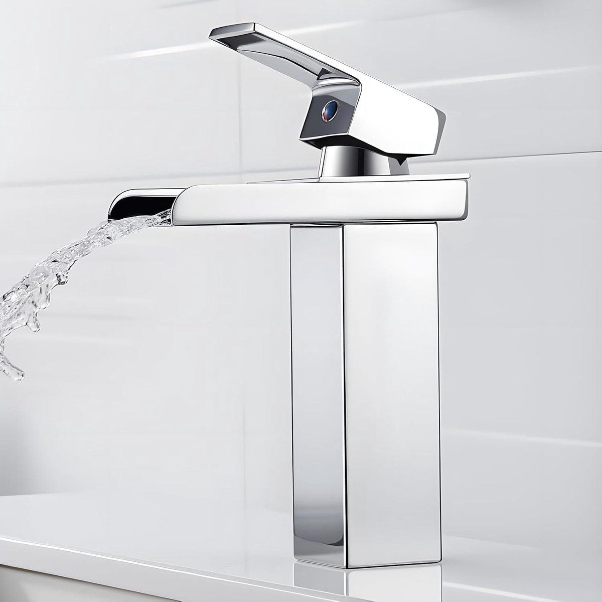 Kraan badkamer waterval wastafelarmatuur chroom met uitloop hoogte 150 mm