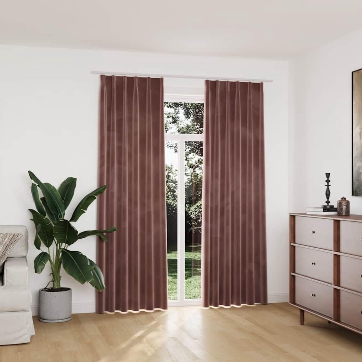 2 stuks, fluweel, antiek roze, 140 x 225 cm, met metalen haken, voor woonkamer, slaapkamer, kantoor, machinewasbaar, lichtbescherming en privacy, elegant