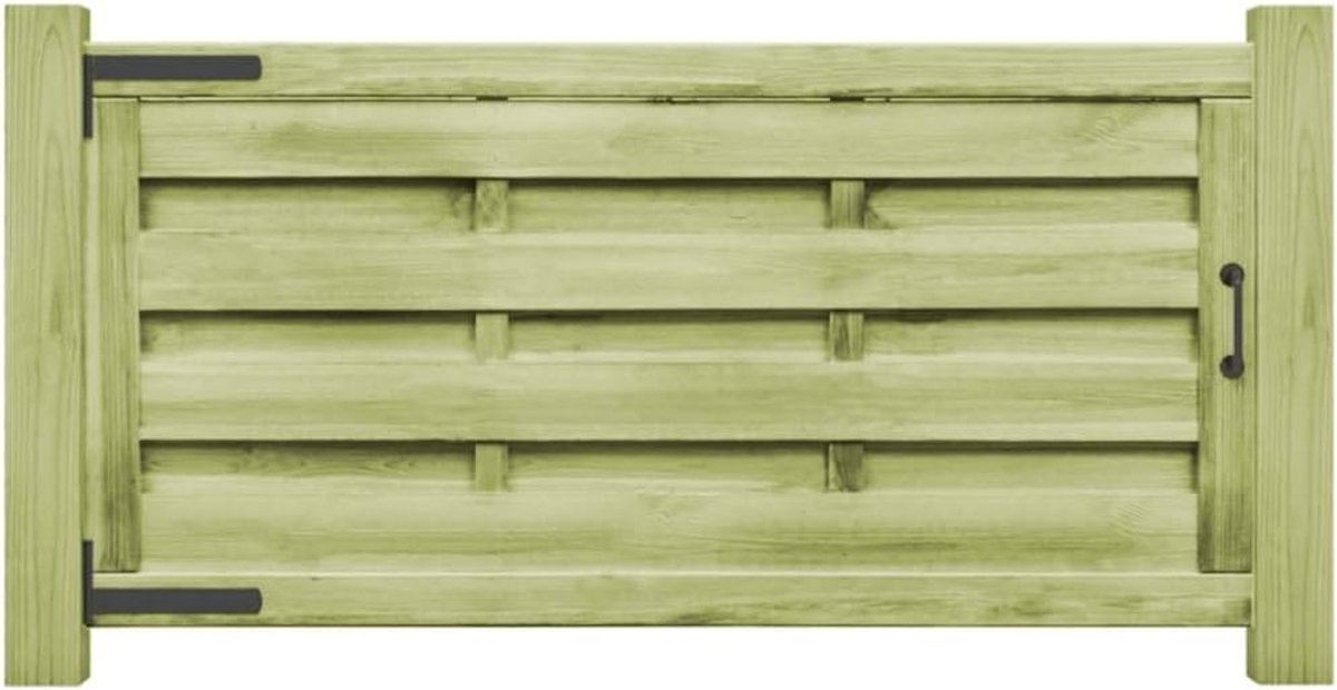 2 stuks, van geïmpregneerd grenenhout, 150 x 75 cm, groen, robuuste hekpoorten met verticale latten en dwarsbalken voor duurzame ingang