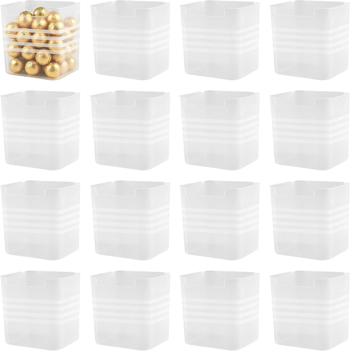 Set van 25 koelkastorganizers, transparante opbergdozen voor koelkastdeur, eetkamer, kast, praktische opbergdozen van robuust PP-kunststof voor blikjes, snacks, specerijen