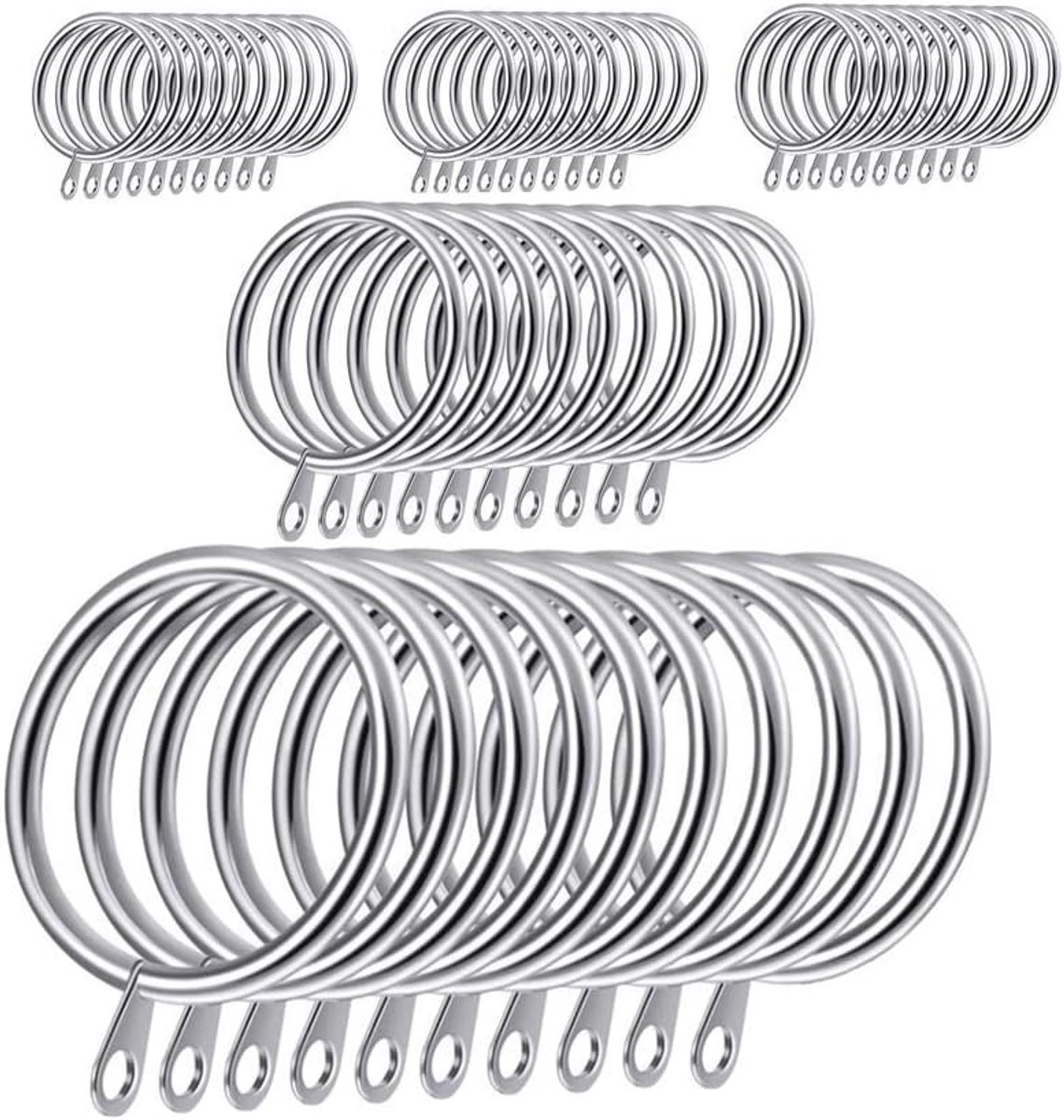 Gordijnringen, 50 stuks, zilveren ophangringen voor gordijnen en stangen, 30 mm binnendiameter metalen gordijnringen