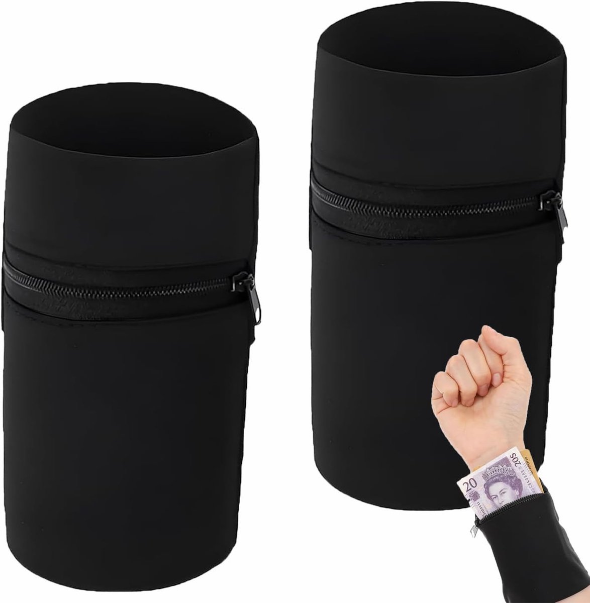 2 stuks polstas met ritssluiting, 15 x 10 cm, polyester, zweetbestendig