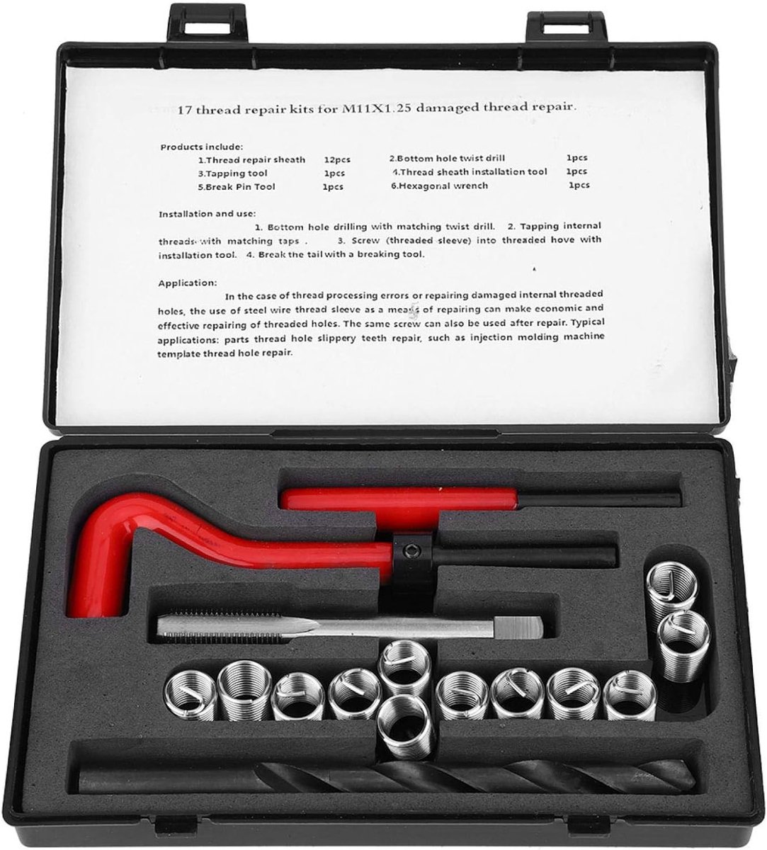 Coil, Coil Master Kit, 17-delige draadinzetstukken M11x1.25 Binnendraad repareren accessoire Assortimentsset