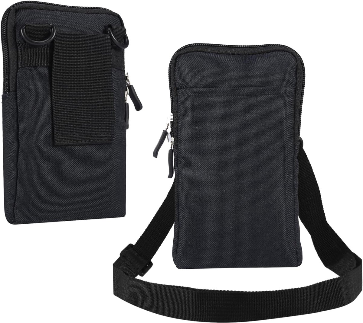 Heuptas voor mobiele telefoon, met riemlus, voor heren, klein, 7,2 inch, universele riem, holster, buiktas, schoudertas, messenger bag, heuptas, portemonnee, geldriem met riemclip