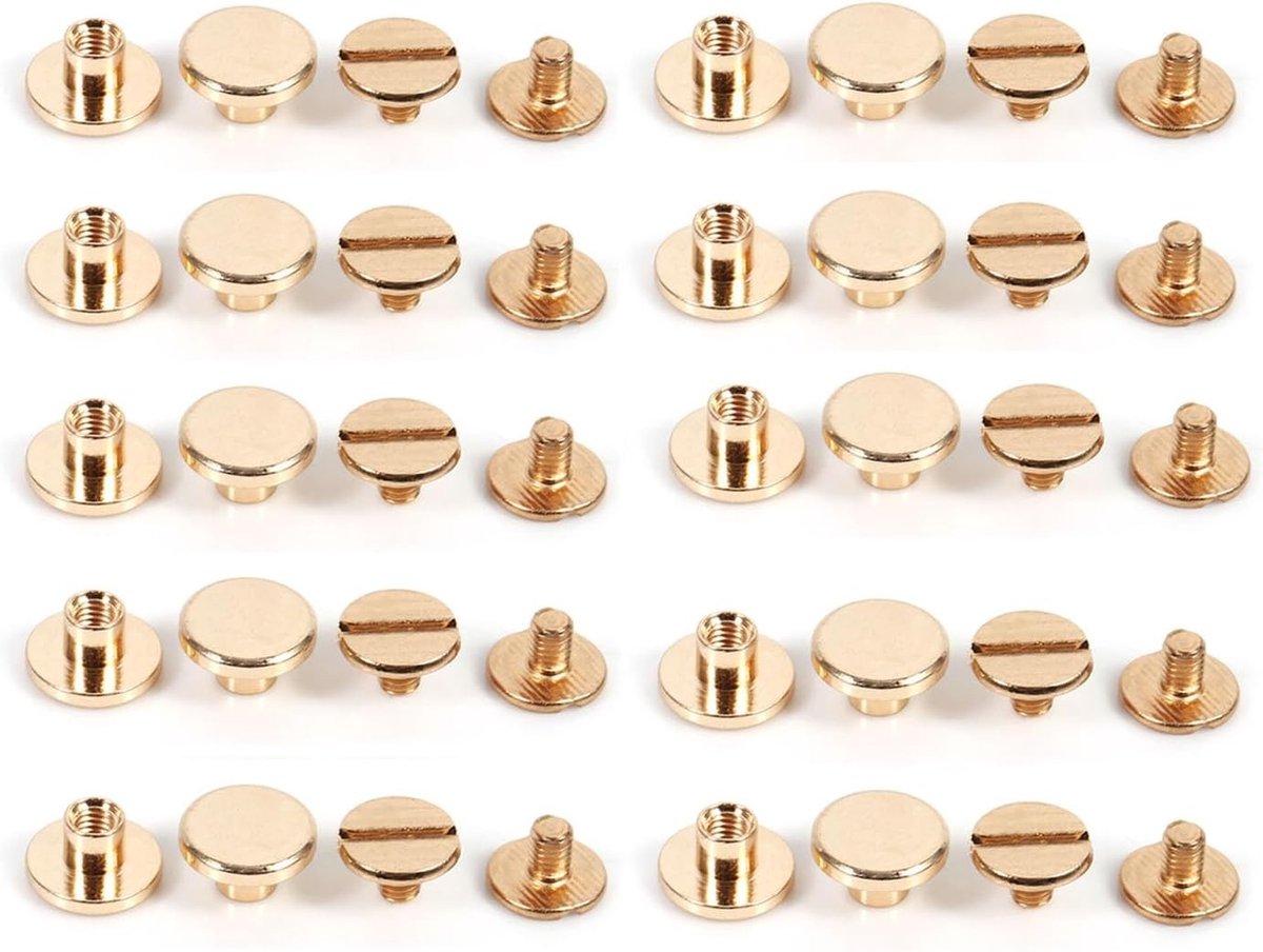 Koperkleurige nagels en klinknagels voor leren riemen, DIY-projecten, 10 sets, 5/6.0.63mm (8mm)