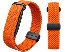 Stravo Elastisch Gevlochten Nylon Bandje voor de Bovenarm – Geschikt voor Google Fitbit Air / Fitbit Air – Magnetische Sluiting – Verstelbaar – Oranje