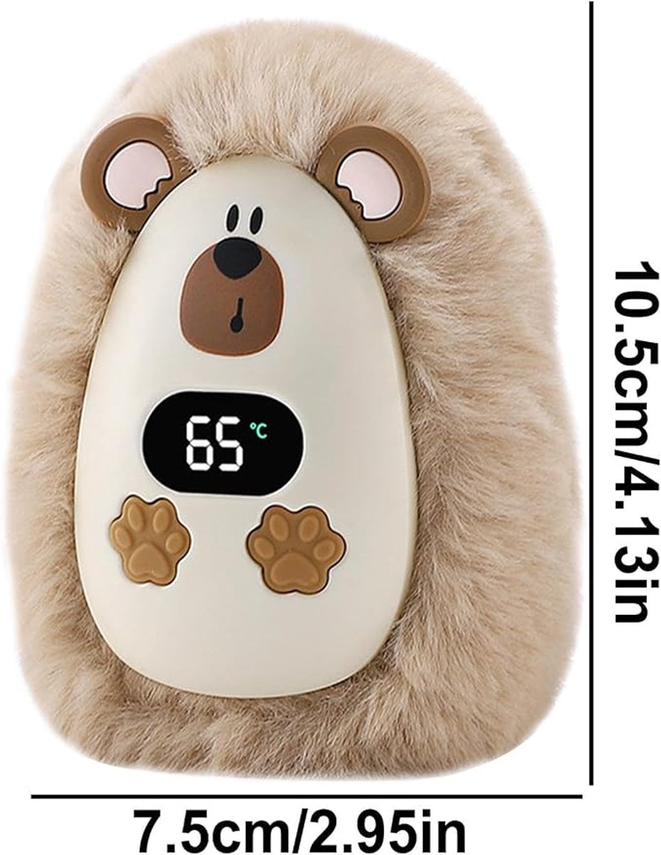 Oplaadbare Handwarmers - Elektrische Handwarmers - Pluche Handwarmers - met Digitaal Display - Herbruikbare - Draagbare - Veilig & Lang Warm - Perfect cadeau - bruin — cadeau in Gadgets - foto 3